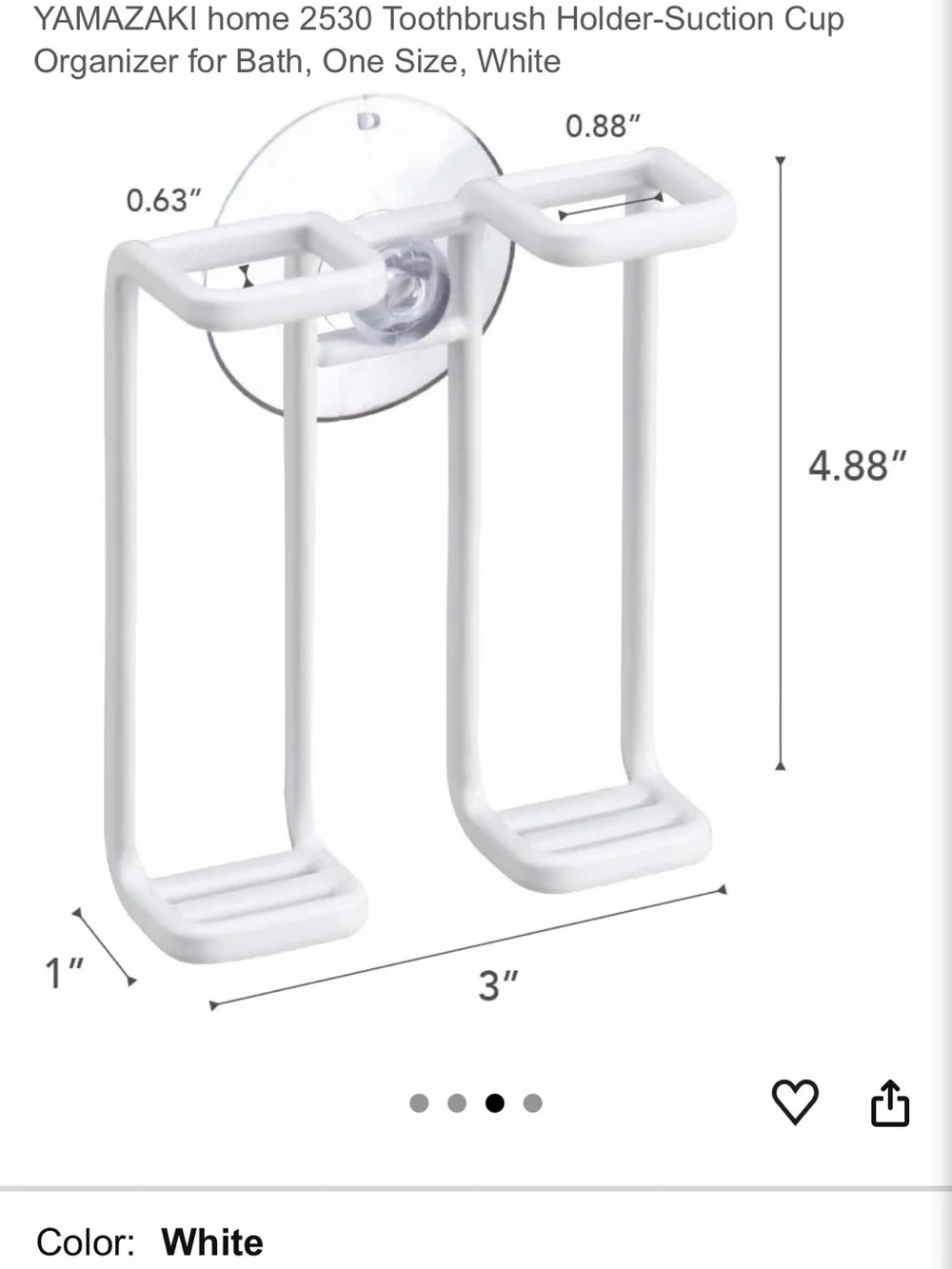 YAMAZAKI Home Toothbrush & Razor Holder - White